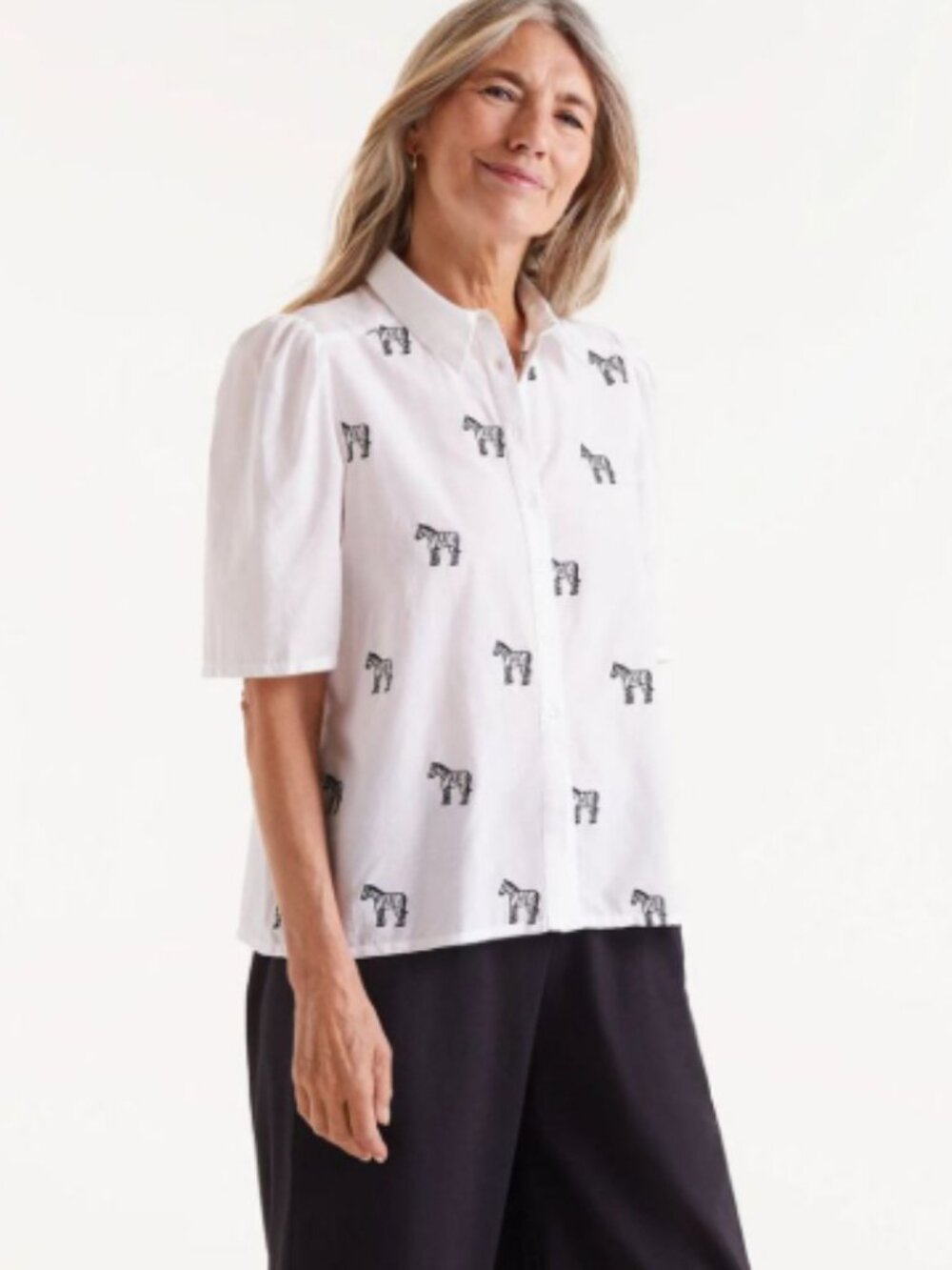 Compania Fantastica Zebra Embroidered Blouse
